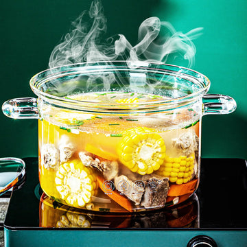 1.3L/1.8L/3.5L/4.5L Glass Saucepan Clear Cooking Pot Mixing Soup High Borosilicate Heat Resistant Glass Pasta Instant Noodle Pot