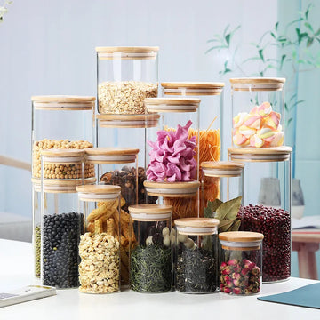 Storage Jar Food Container Glass Jars Kitchen Storage Organizer Mason Candy Box With Lid Tea Cookie Jar Kitchen Jars For Spices