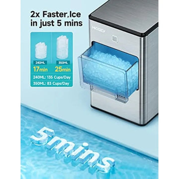 HiCOZY Dual-Mode Nugget Ice Maker Countertop, Compact Crushed Ice Maker, Produce Ice in 5 Mins, 55LB Per Day, Self-Cleaning