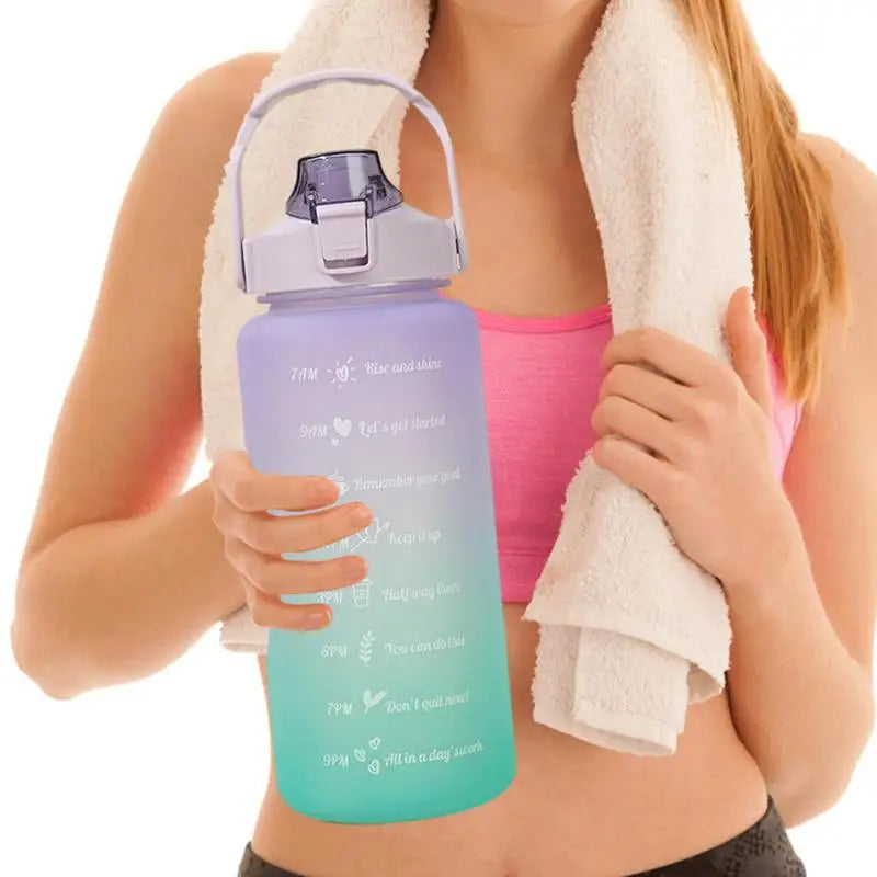 Sports Water Bottle Leak-Proof 67 Oz Water Bottle Motivational Drinking Sports Bottle With Time Marker For Gym Fitness Outdoor