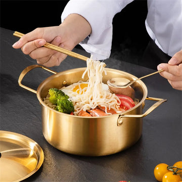 Korean Ramen Noodles Pot Stainless Steel Soup Pot With Lid Noodles Milk Egg Soup Cooking Pot Fast Heating For Kitchen Cookware