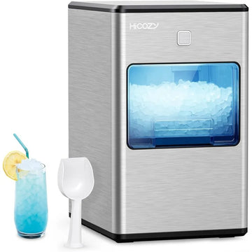 HiCOZY Dual-Mode Nugget Ice Maker Countertop, Compact Crushed Ice Maker, Produce Ice in 5 Mins, 55LB Per Day, Self-Cleaning