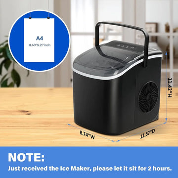 Portable Ice Maker for Countertop, 26lbs Ice/24Hrs, with Self-Cleaning Feature, Ice Spoon and Basket, Black | USA | NEW